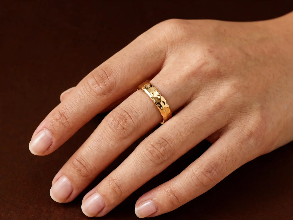 Bague Jonc Large Martelée — Anneau Ouvert | Collection Martelée