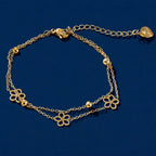 Bracelet Double Rang Fleurs Dorées