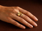 Bague Wrap Dorée — Double Plateau Martelé | Collection Martelée