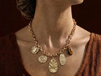 Collier Chaîne Grosse Maille — Médailles & Œil Protecteur | Collection Martelée