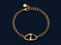 Bracelet Chaîne Maille Rectangle — Maillon Ancre Doré | Collection Martelée