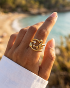 Bague Ouverte Hippocampe Dorée — Collection Océan ZORVAE
